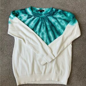 Tie-Dye Teal and White Women's Sweater